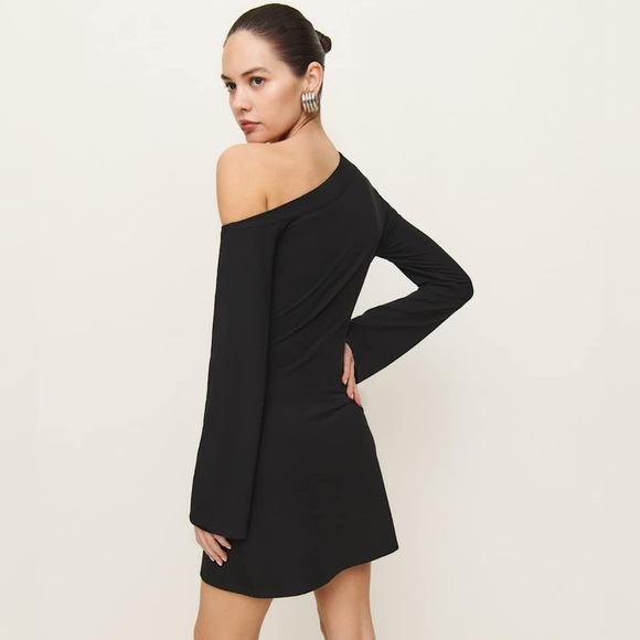 Reformation Willow Knit Soft Jersey Off The Shoulder Mini Dress Size XL Stretch - Picture 2 of 11